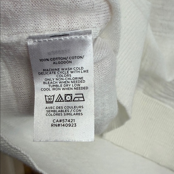 Loft Women’s White Lightweight V-Neck Knit Top - 100% Cotton. Size: Petite Large - Picture 4 of 4